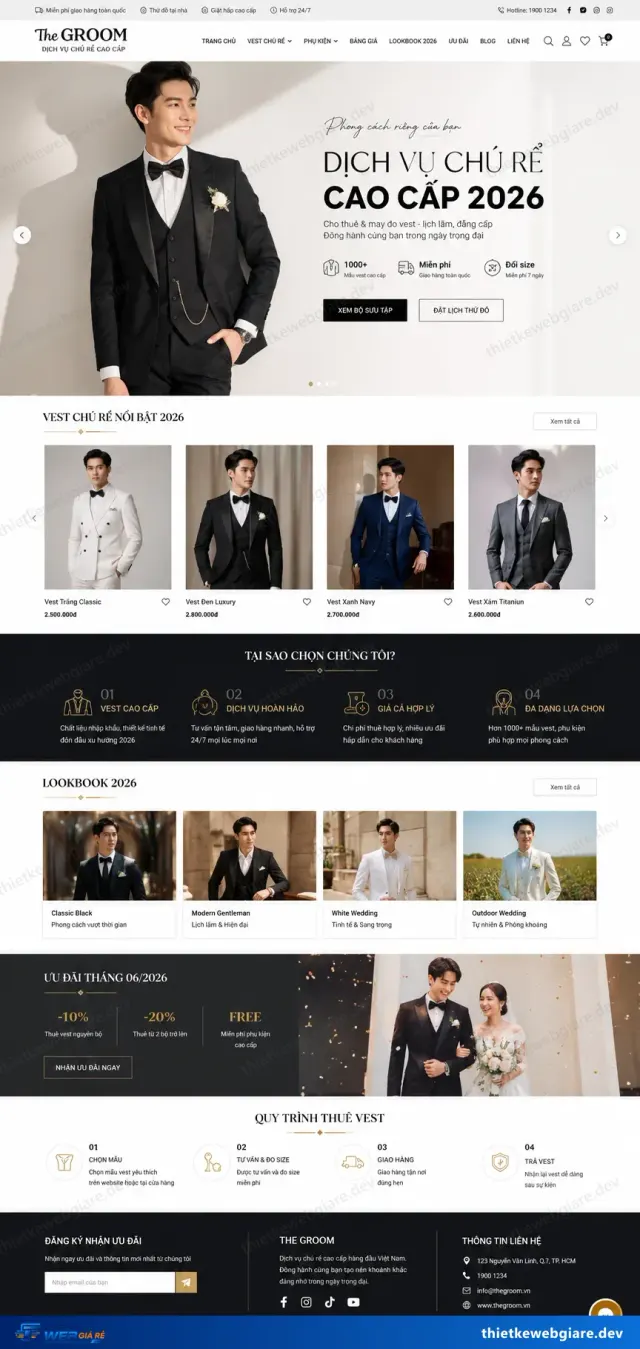 Mẫu website Áo cưới và vest chú rể — giao diện The Groom