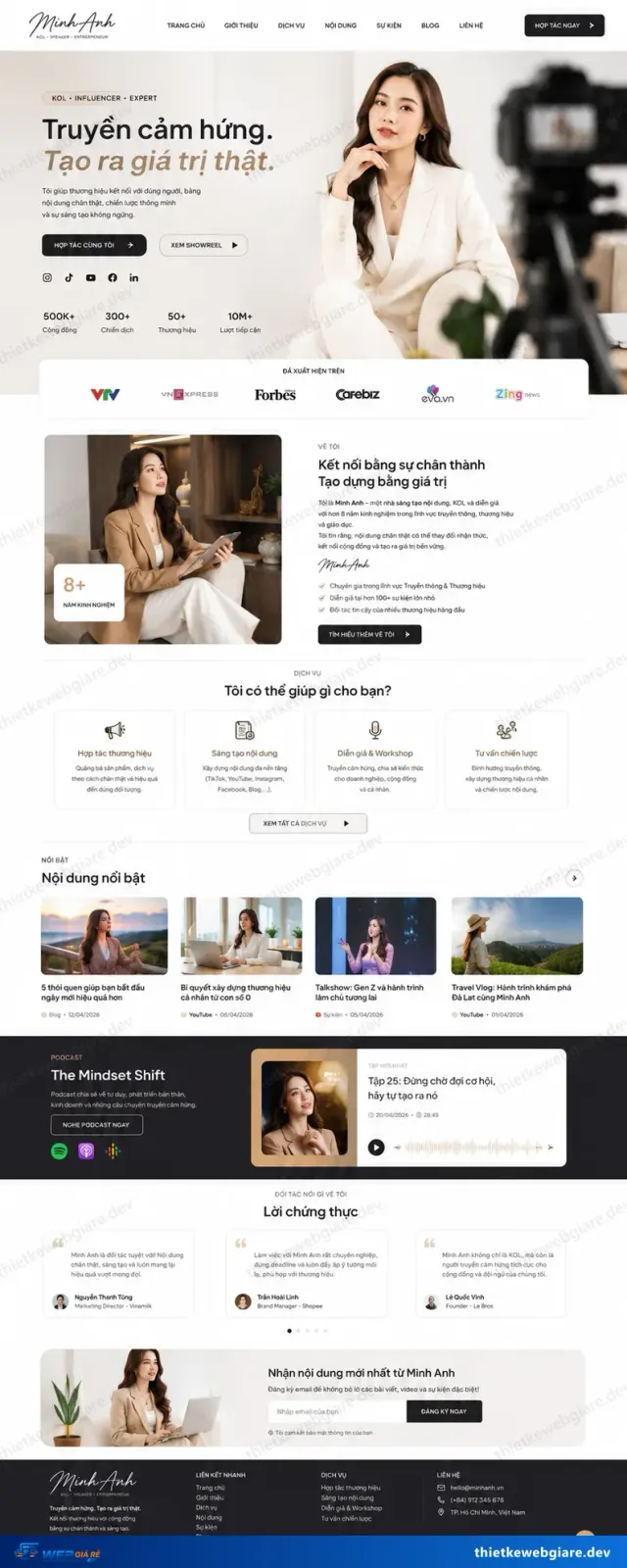 Mẫu website Blogger / KOL — giao diện Minh Anh