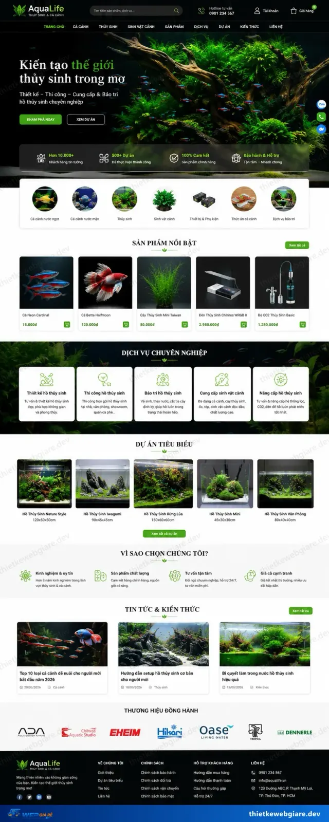 Mẫu website Cá cảnh và thủy sinh — giao diện AquaLife