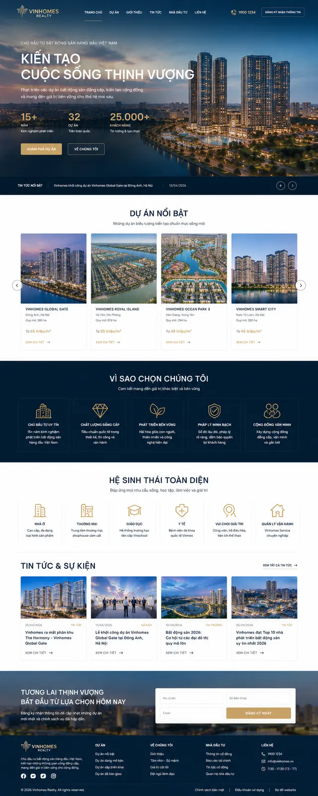Mẫu website Chủ đầu tư / dự án bất động sản — giao diện Skyline