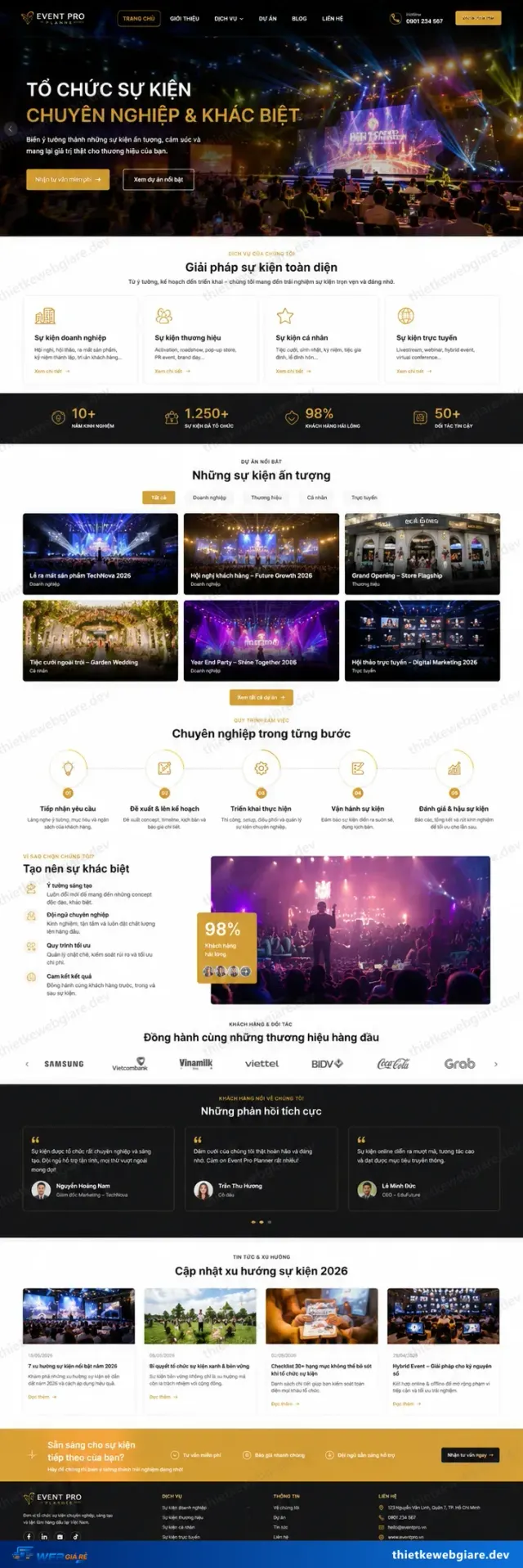 Mẫu website Cưới hỏi / tổ chức sự kiện — giao diện Event Pro