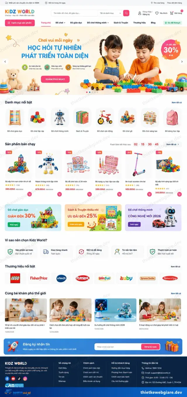 Mẫu website Đồ chơi trẻ em — giao diện Kidz World