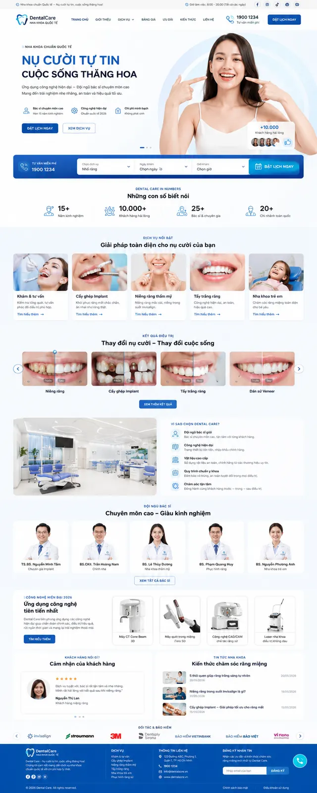 Mẫu website Nha khoa — giao diện Nụ Cười