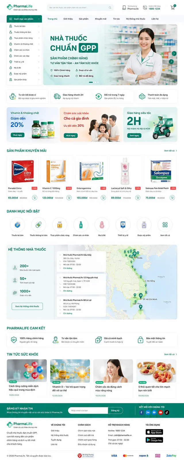 Mẫu website Nhà thuốc / dược phẩm — giao diện Pharma