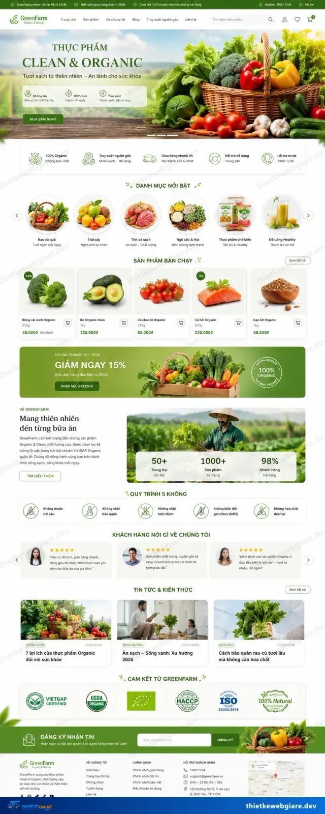 Mẫu website Nông sản sạch — giao diện GreenFarm