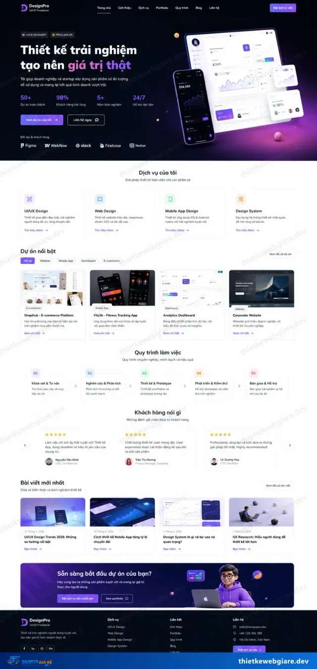 Mẫu website Hồ sơ cá nhân / portfolio — giao diện DesignPro