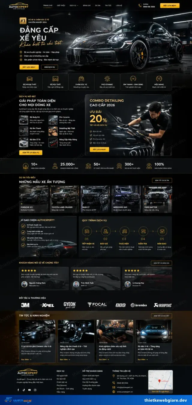 Mẫu website Rửa xe / chăm sóc xe — giao diện AutoExpert
