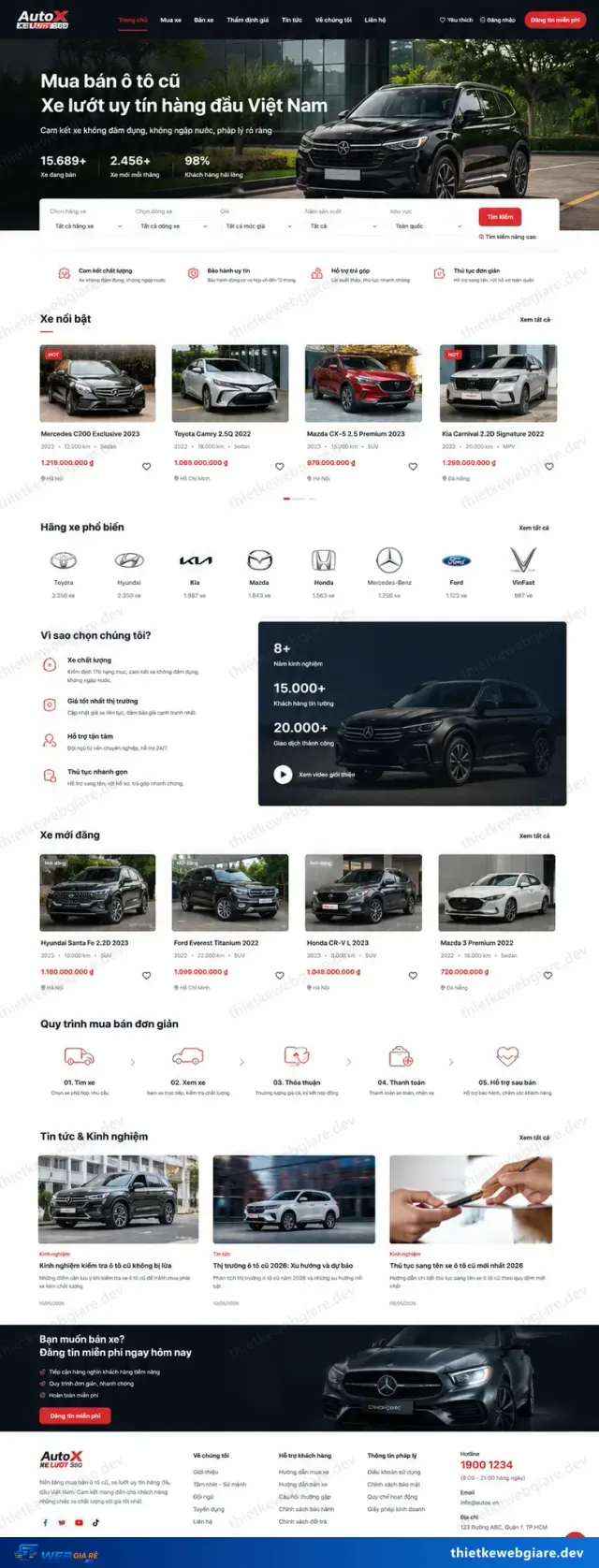 Mẫu website Showroom ô tô — giao diện AutoX