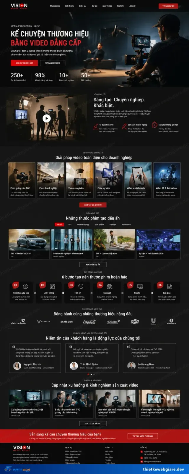 Mẫu website Studio chụp ảnh / quay phim — giao diện Vision Media