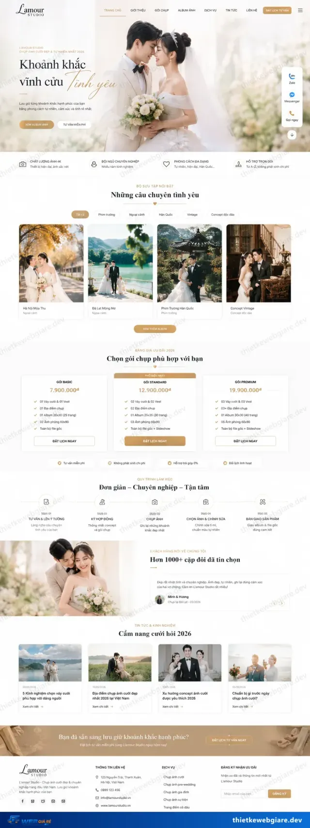 Mẫu website Studio chụp ảnh / quay phim — giao diện L'amour