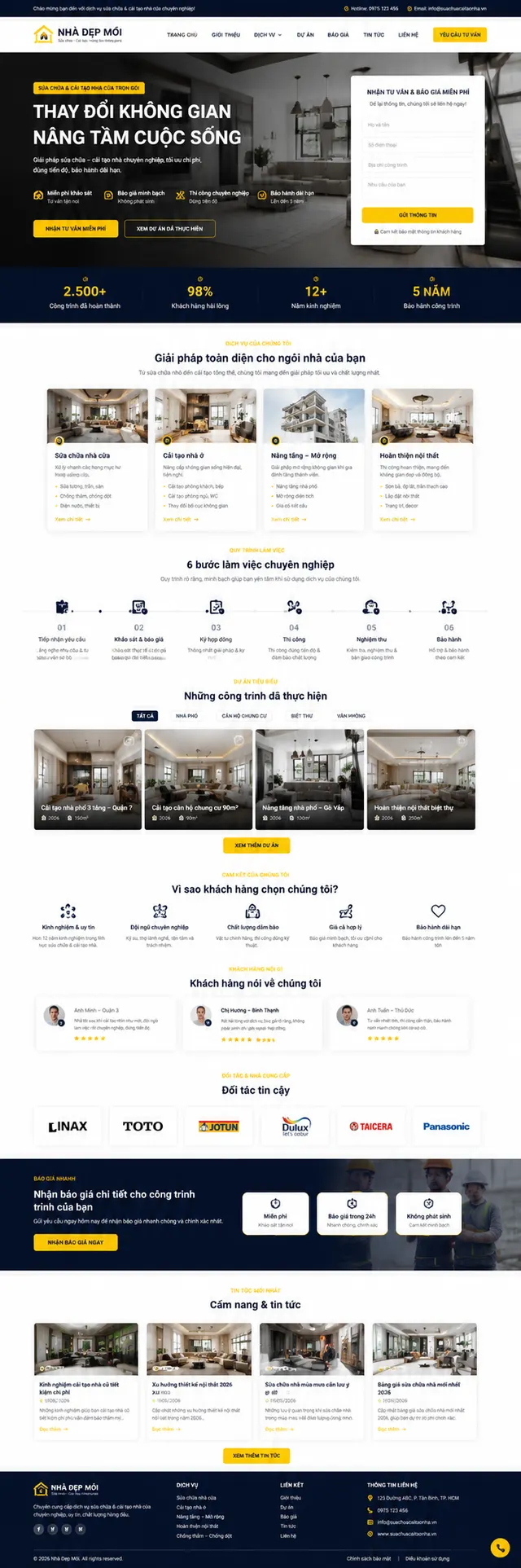 Mẫu website Sửa chữa điện nước / nhà cửa — giao diện Nhà Mới