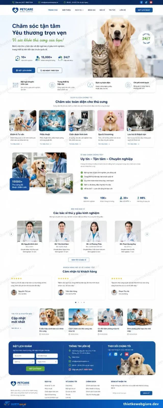 Mẫu website Thú y / chăm sóc thú cưng — giao diện PetCare