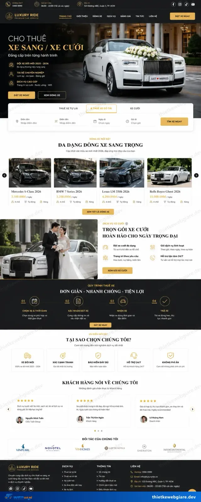 Mẫu website Cho thuê xe du lịch — giao diện Luxury Ride