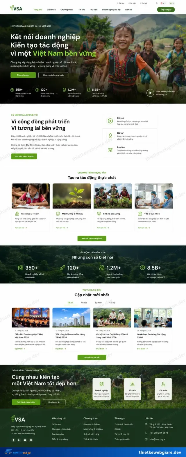 Mẫu website Tổ chức phi lợi nhuận — giao diện Vì Cộng Đồng