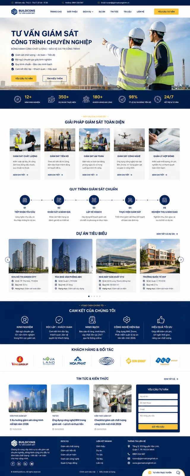 Mẫu website Tư vấn giám sát công trình — giao diện Chuẩn Mực