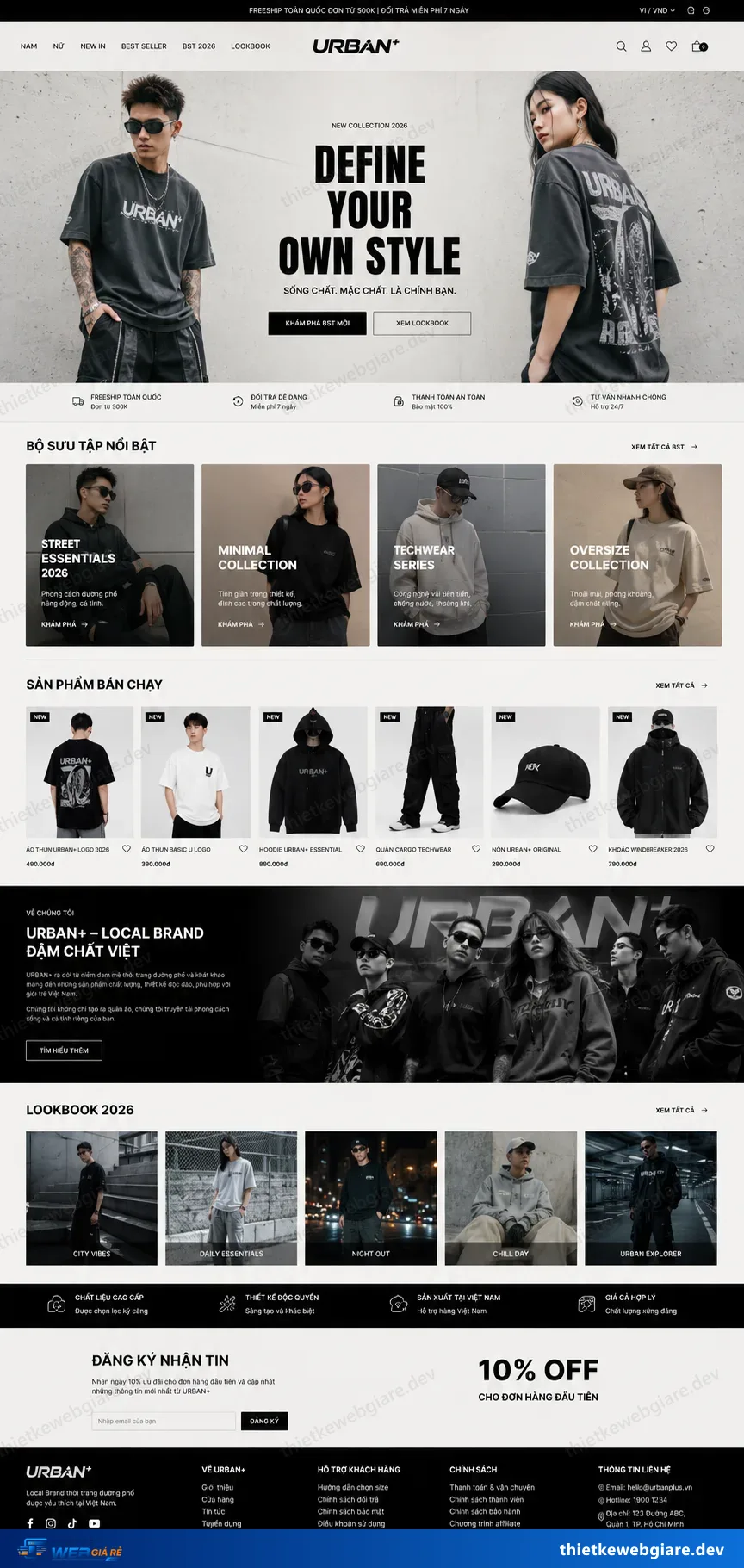 Toàn bộ giao diện mẫu website Thời trang — mẫu Urban+