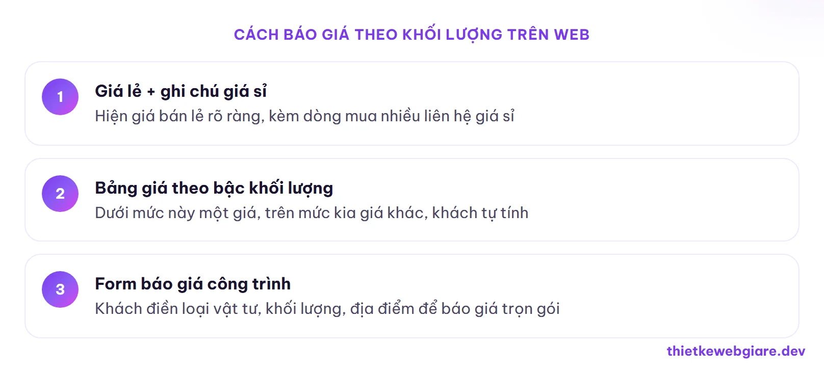 Cách báo giá theo khối lượng trên web — thiết kế web vật liệu xây dựng