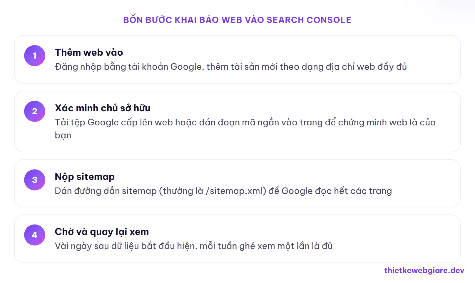 Bốn bước khai báo web vào Search Console — google search console là gì