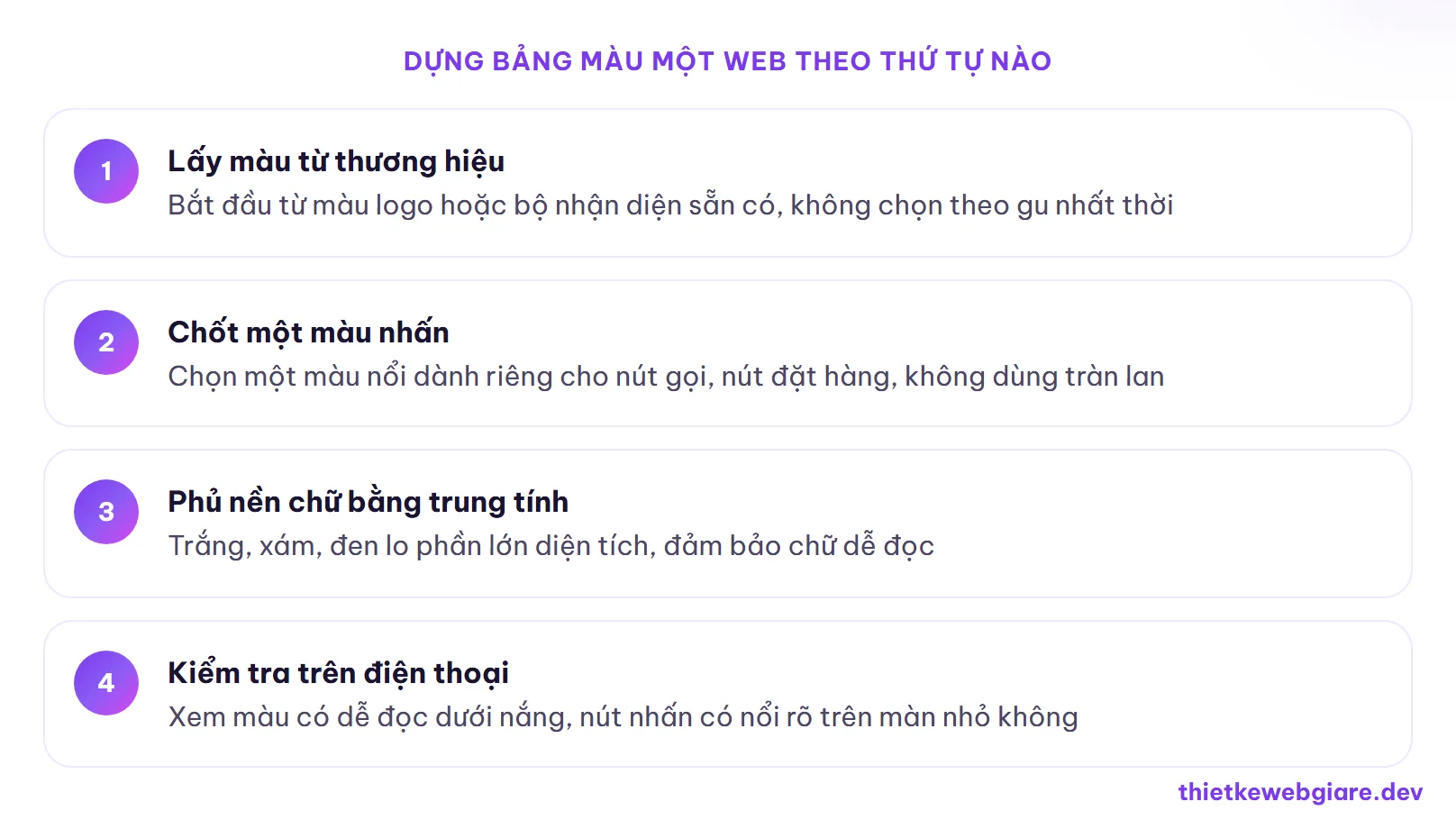 Dựng bảng màu một web theo thứ tự nào — phối màu website
