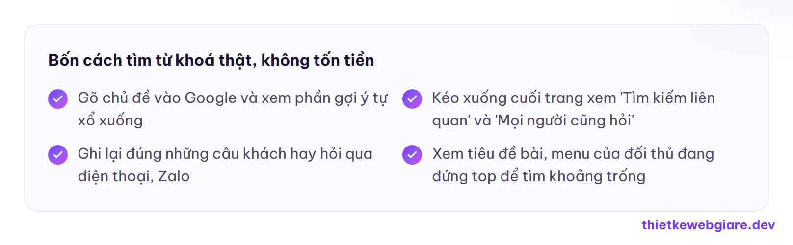 Bốn cách tìm từ khoá thật, không tốn tiền — nghiên cứu từ khoá