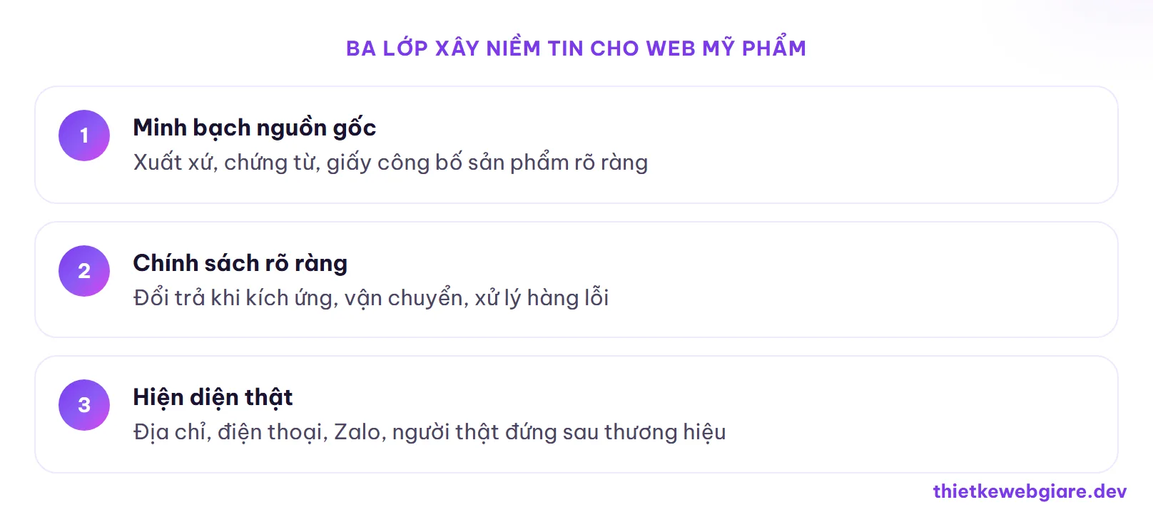 Ba lớp xây niềm tin cho web mỹ phẩm — thiết kế web mỹ phẩm
