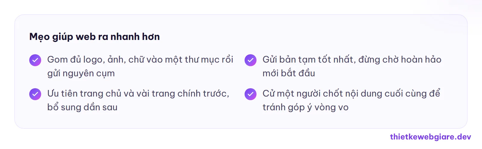 Mẹo giúp web ra nhanh hơn — chuẩn bị nội dung làm website