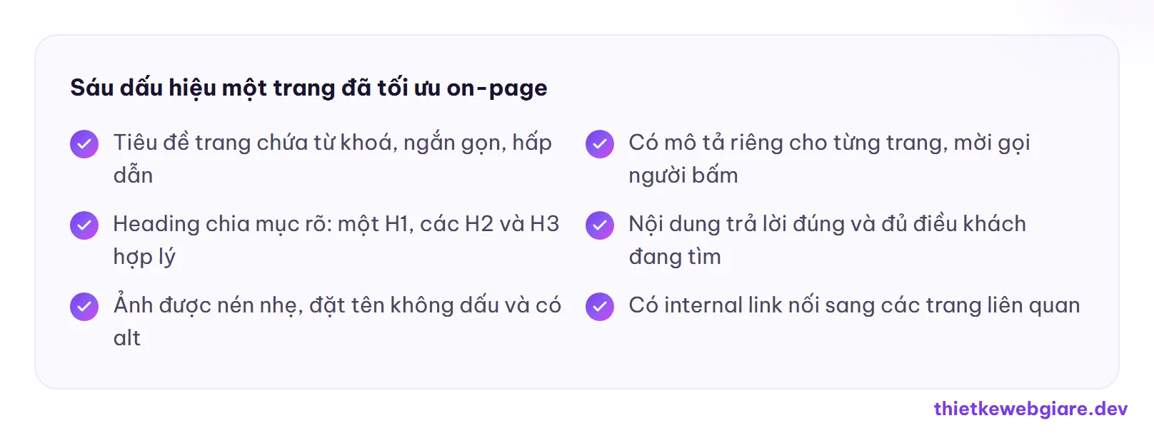 Sáu dấu hiệu một trang đã tối ưu on-page — on-page SEO là gì