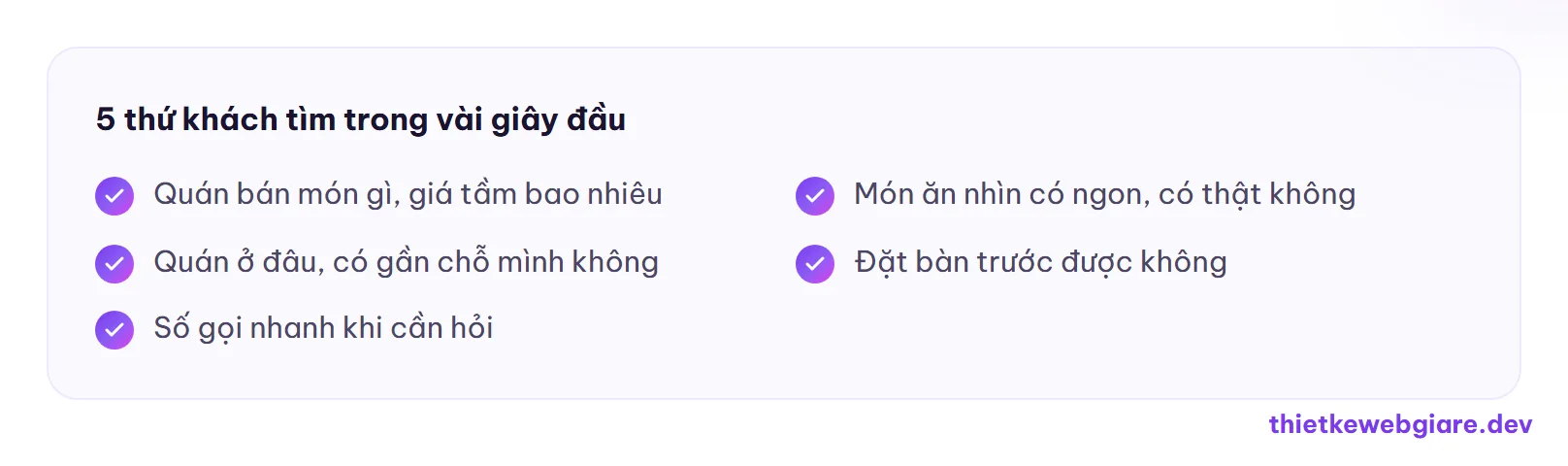 5 thứ khách tìm trong vài giây đầu — thiết kế web nhà hàng