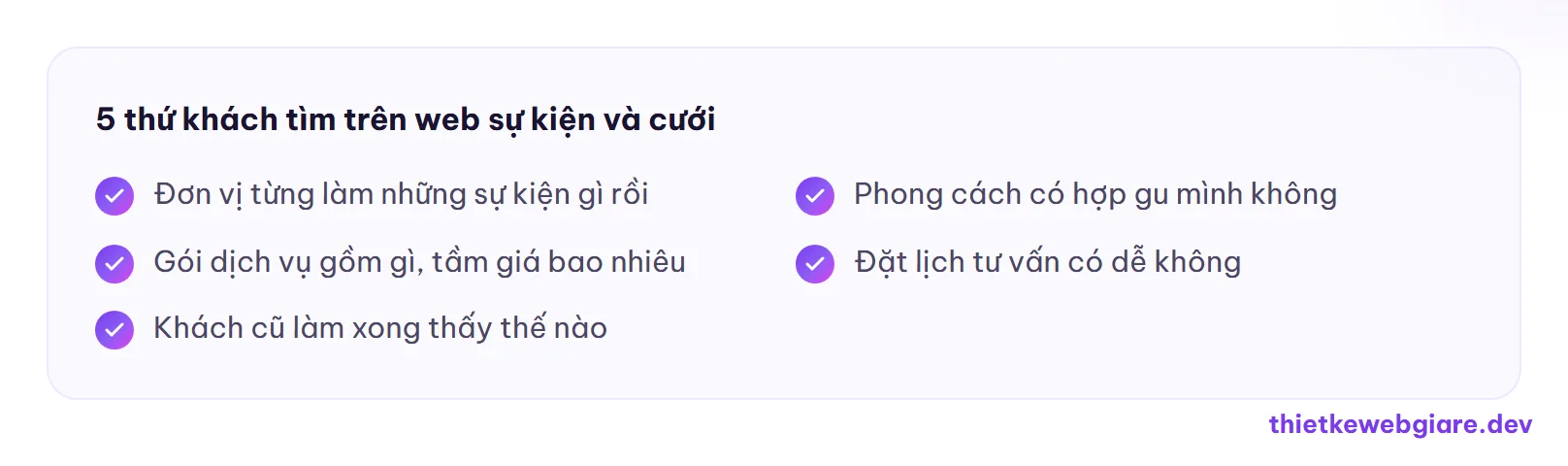 5 thứ khách tìm trên web sự kiện và cưới — thiết kế web tổ chức sự kiện