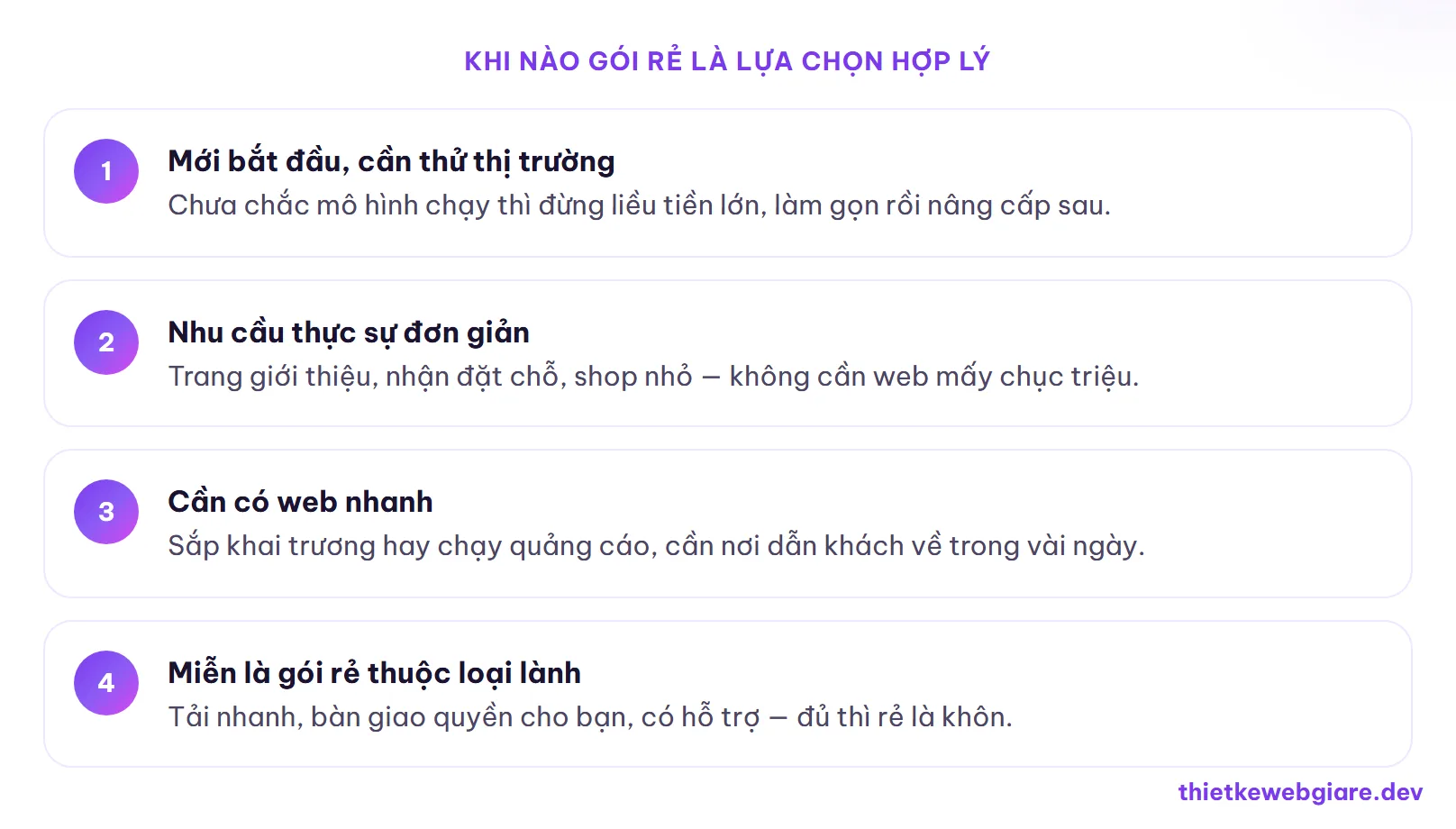 Khi nào gói rẻ là lựa chọn hợp lý — web giá rẻ có tốt không