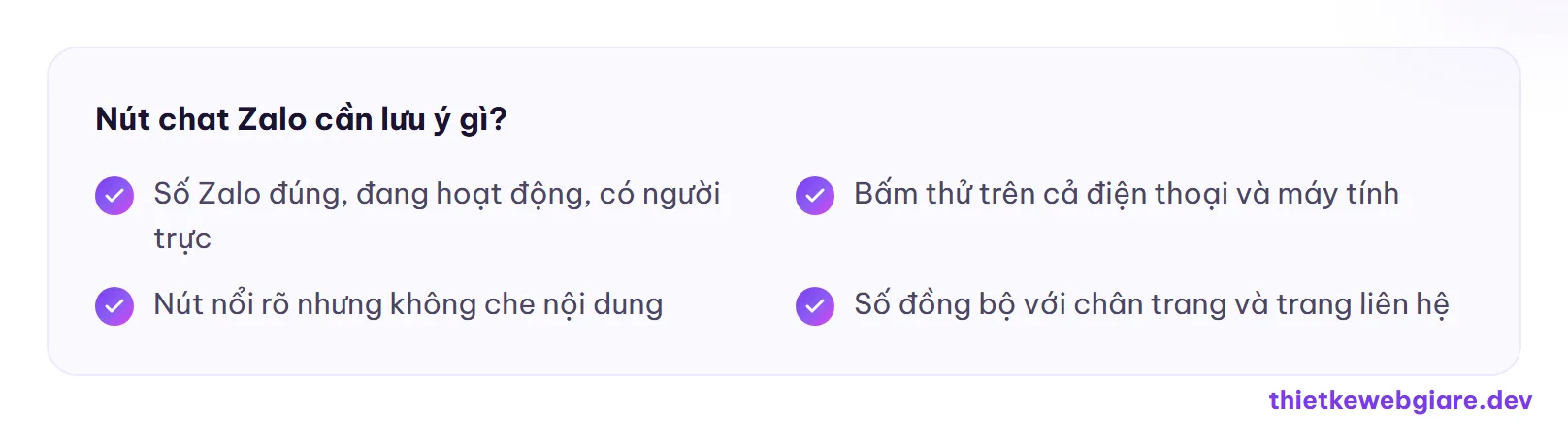 Nút chat Zalo cần lưu ý gì? — gắn chat Zalo vào website