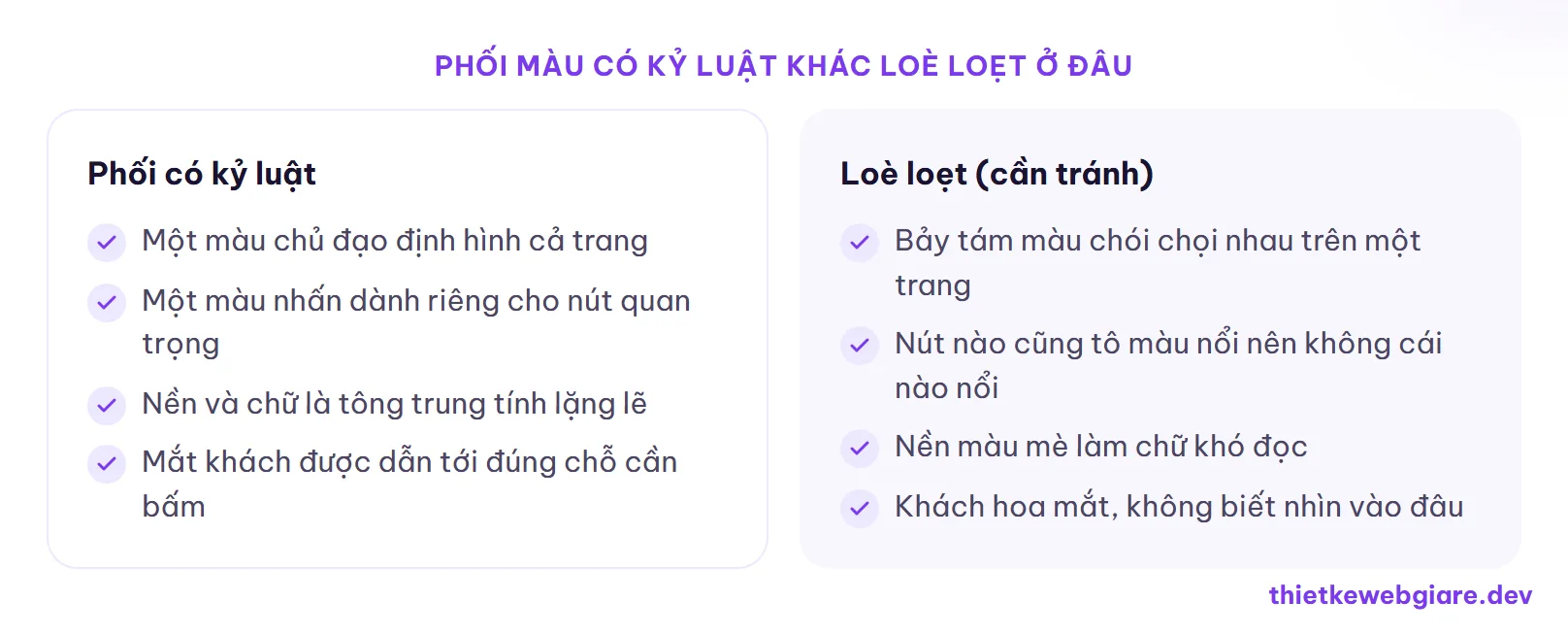 Phối màu có kỷ luật khác loè loẹt ở đâu — phối màu website