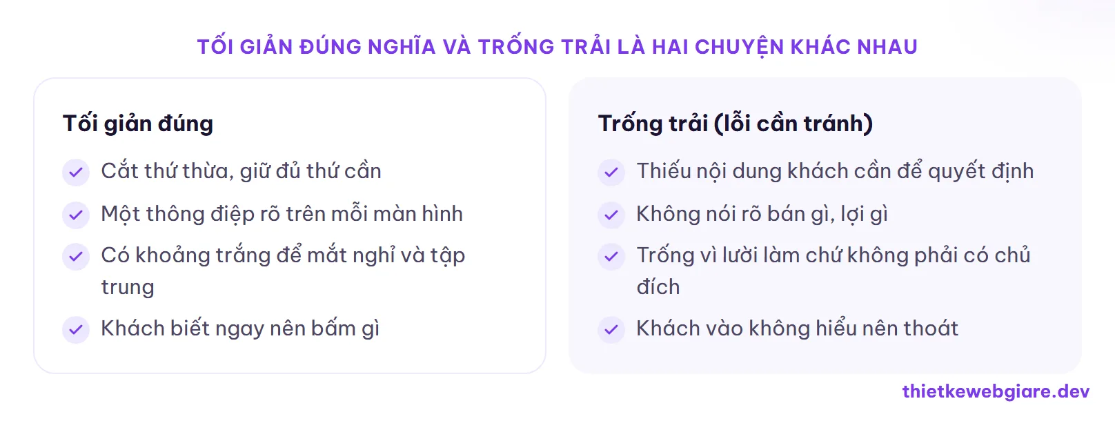 Tối giản đúng nghĩa và trống trải là hai chuyện khác nhau — thiết kế web tối giản