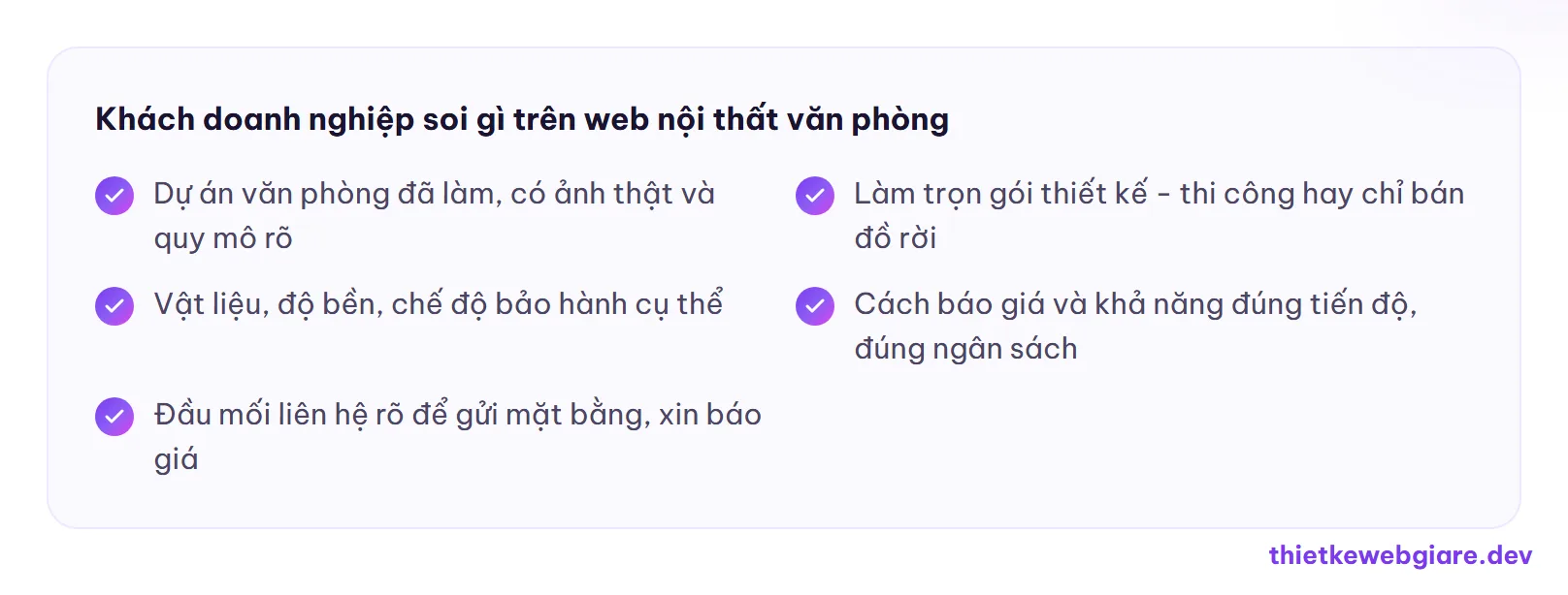 Khách doanh nghiệp soi gì trên web nội thất văn phòng — thiết kế web nội thất văn phòng