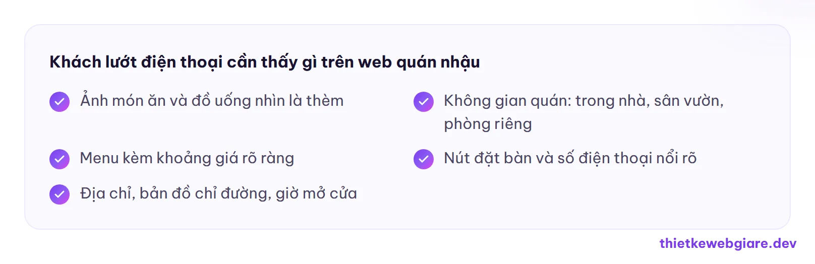 Khách lướt điện thoại cần thấy gì trên web quán nhậu — thiết kế web quán nhậu