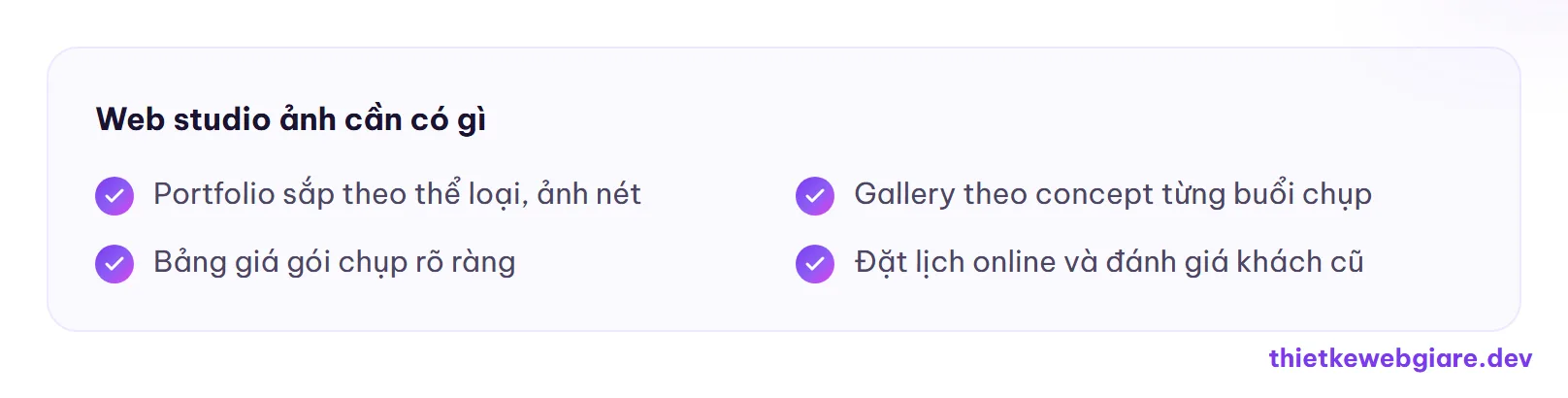 Web studio ảnh cần có gì — thiết kế web studio ảnh