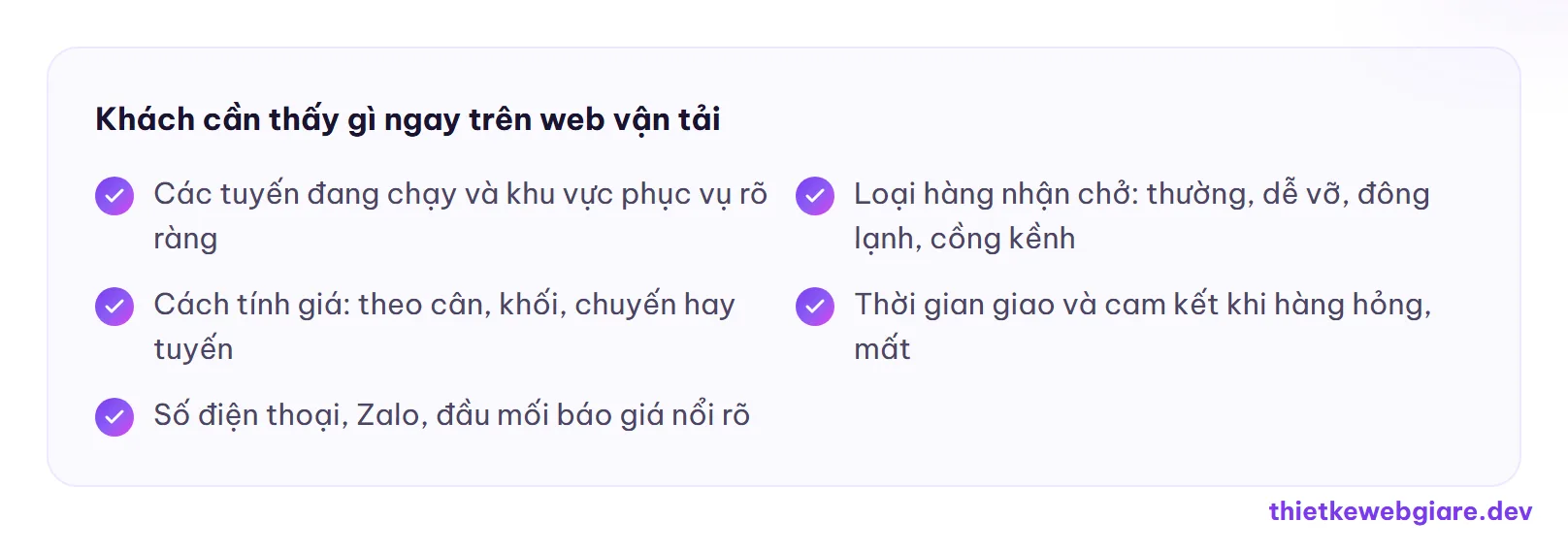 Khách cần thấy gì ngay trên web vận tải — thiết kế web vận tải