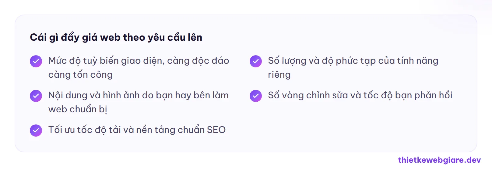 Cái gì đẩy giá web theo yêu cầu lên — chi phí thiết kế web theo yêu cầu